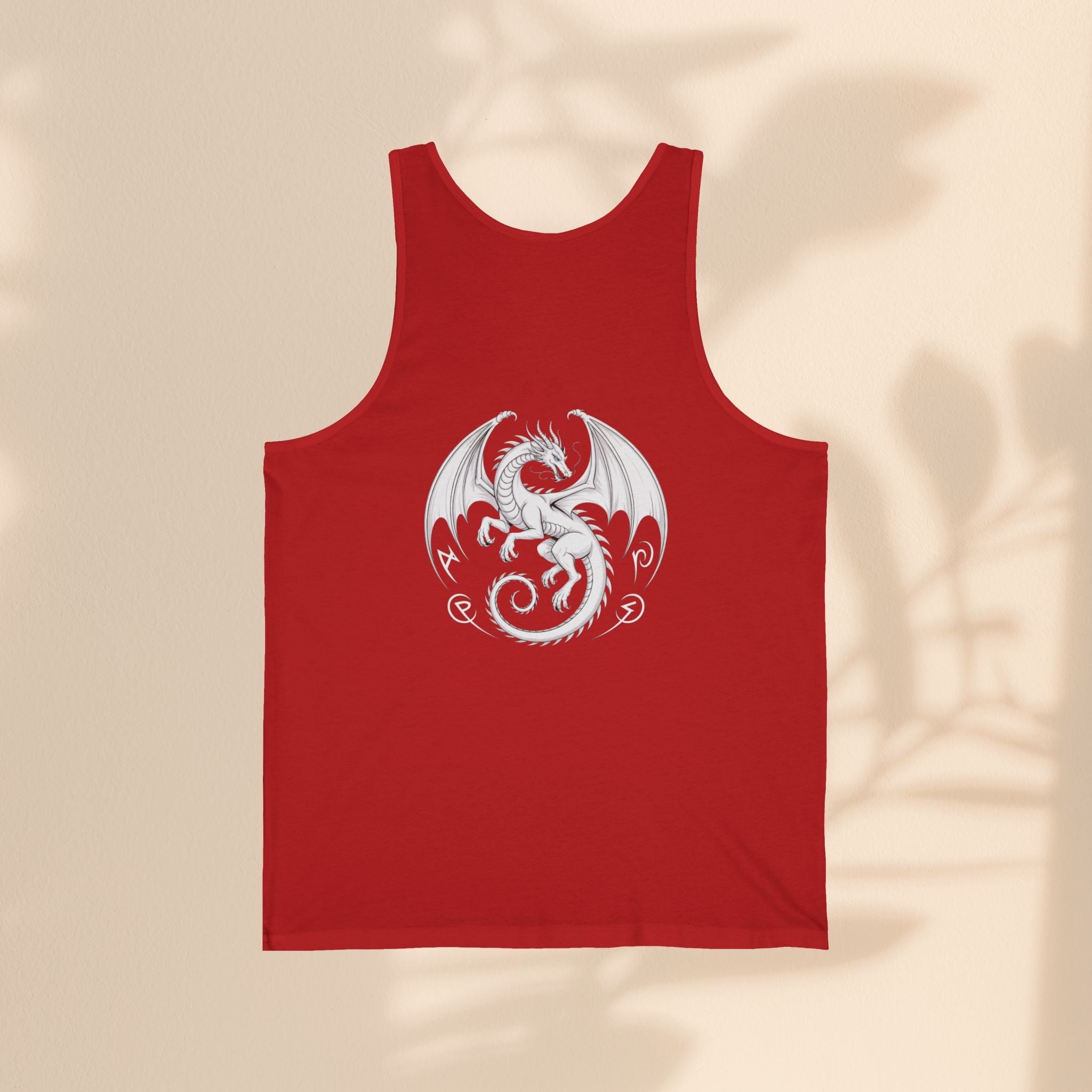 Dragon Design Unisex Jersey Tank, Cool Summer Tank Top, Gift for Fantasy Lovers, Casual Wear, Festival Outfit, Unique Graphic Gym Top