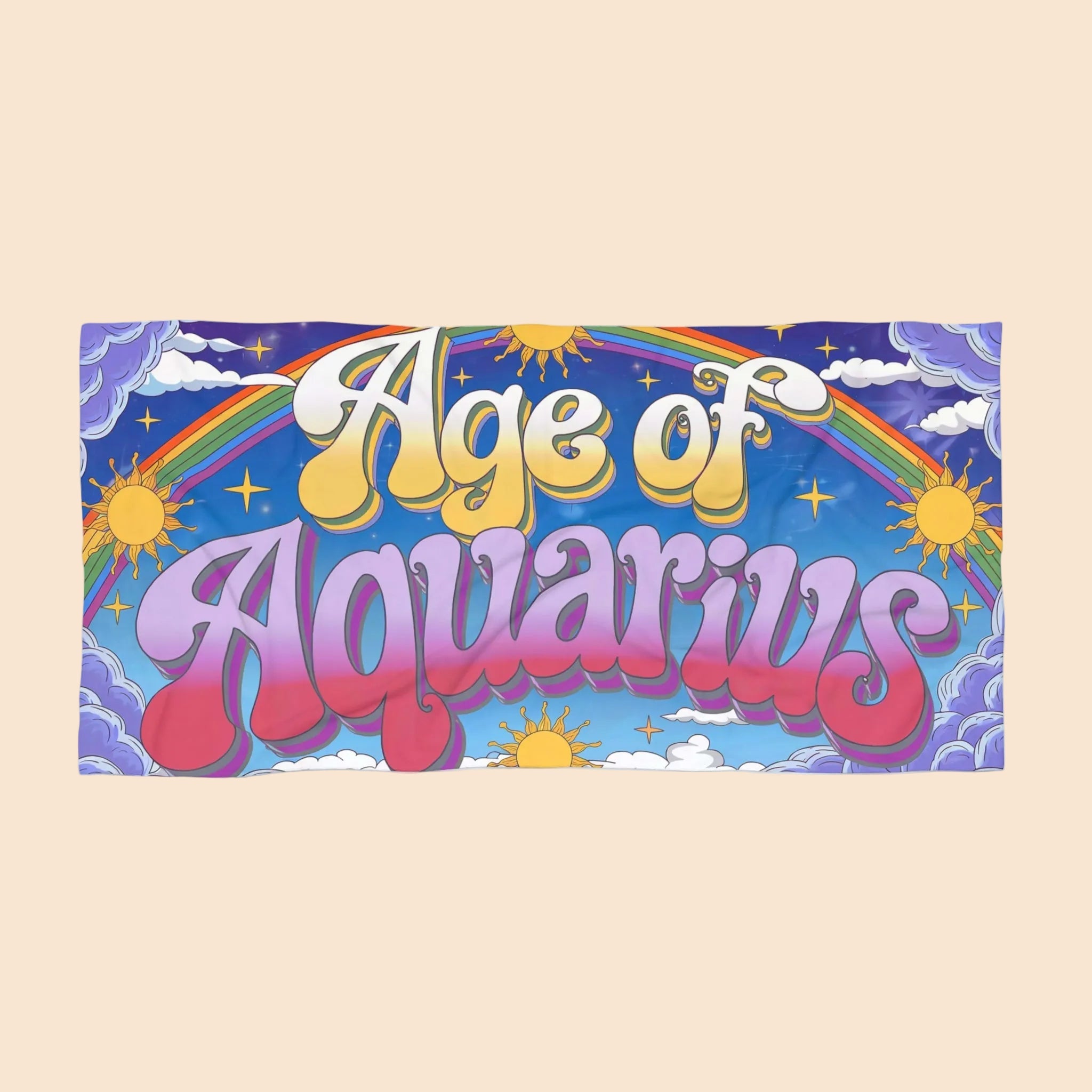 Colorful Age of Aquarius Beach Towel