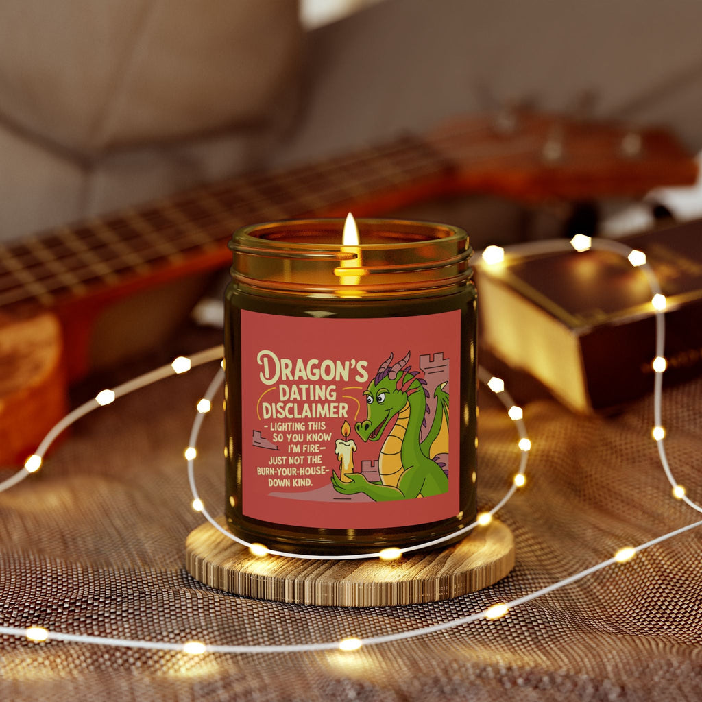 Dragon Dating Disclaimer Scented Candles, Coconut Apricot Wax (4oz, 9oz)