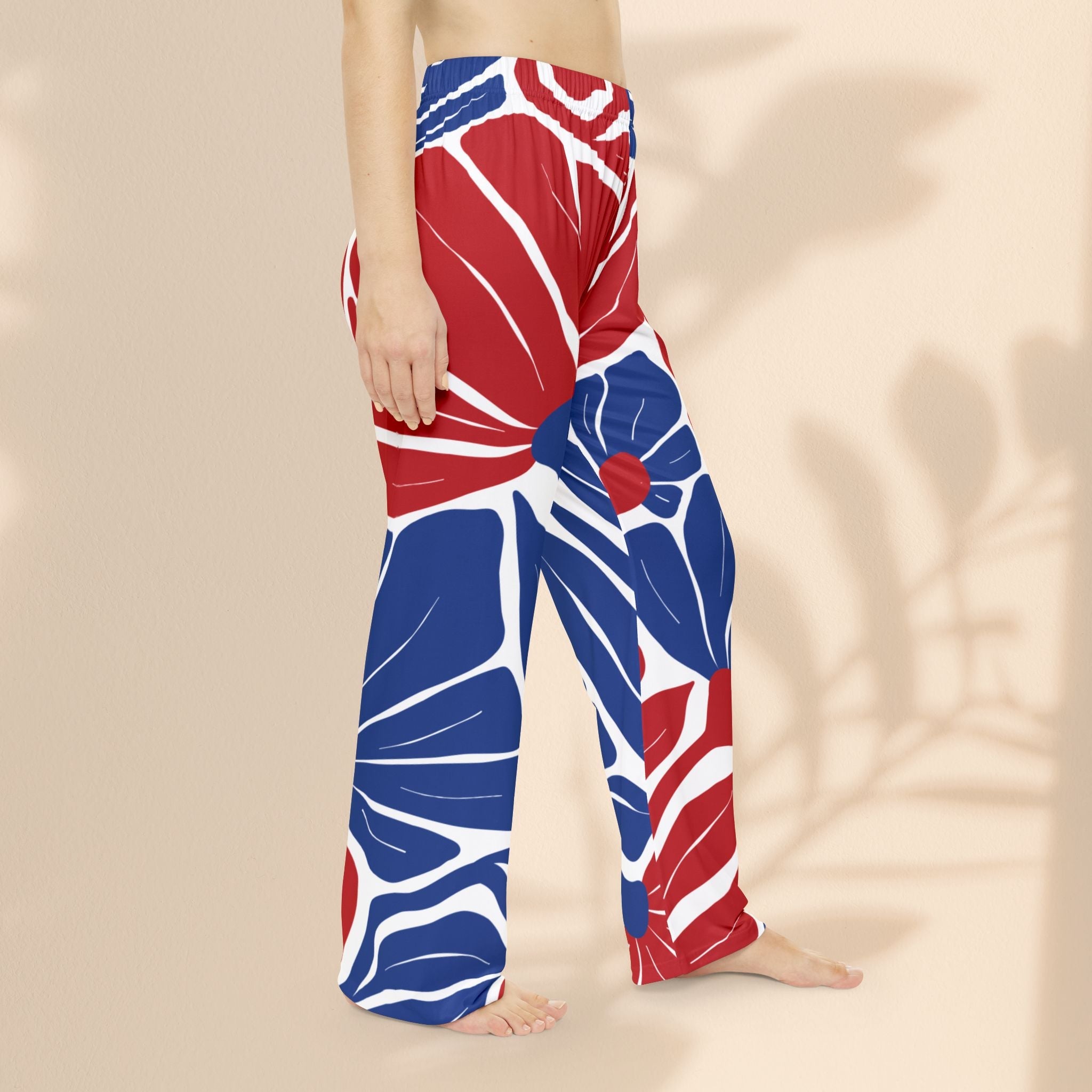 Cozy Red, White, and Blue Women's Pajama Pants, Stylish Loungewear, Bohemian Sleep Trousers, Gifts for Her, Relaxation Essentials