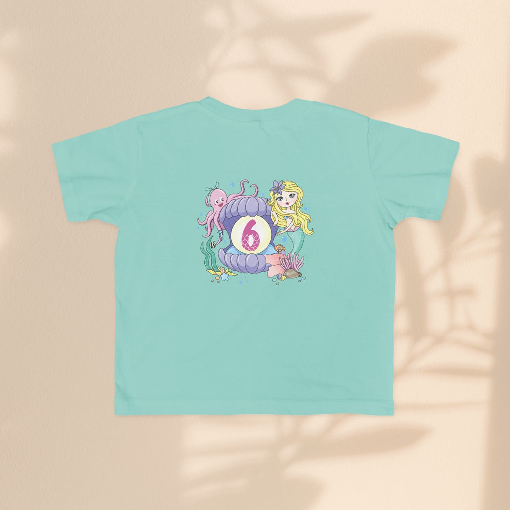 Age 6 Toddler Tee with Mermaid & Octopus Design - Birthday Celebration