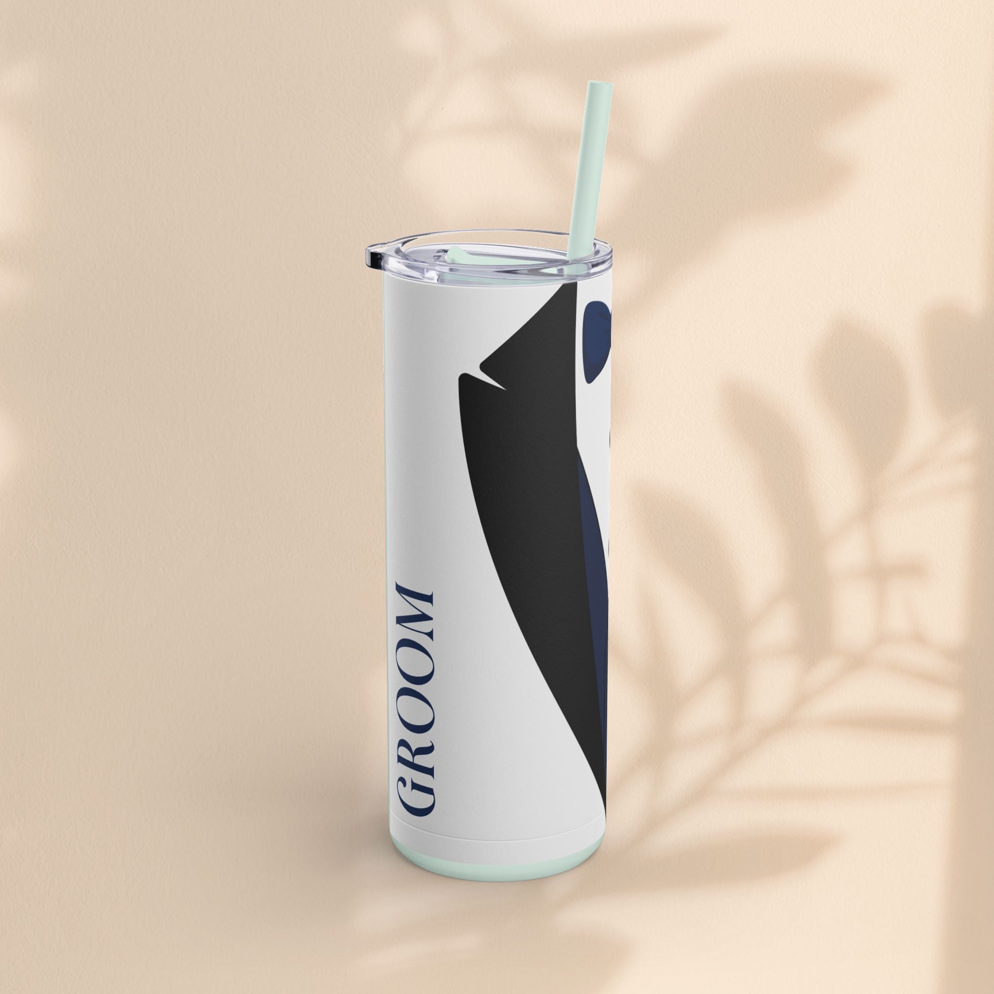 Groom Tuxedo Tumbler, Stylish Groom Tumbler for Weddings, Bachelor Parties, and Gifts, 20oz Matte Skinny Cup, Wedding Party Favor