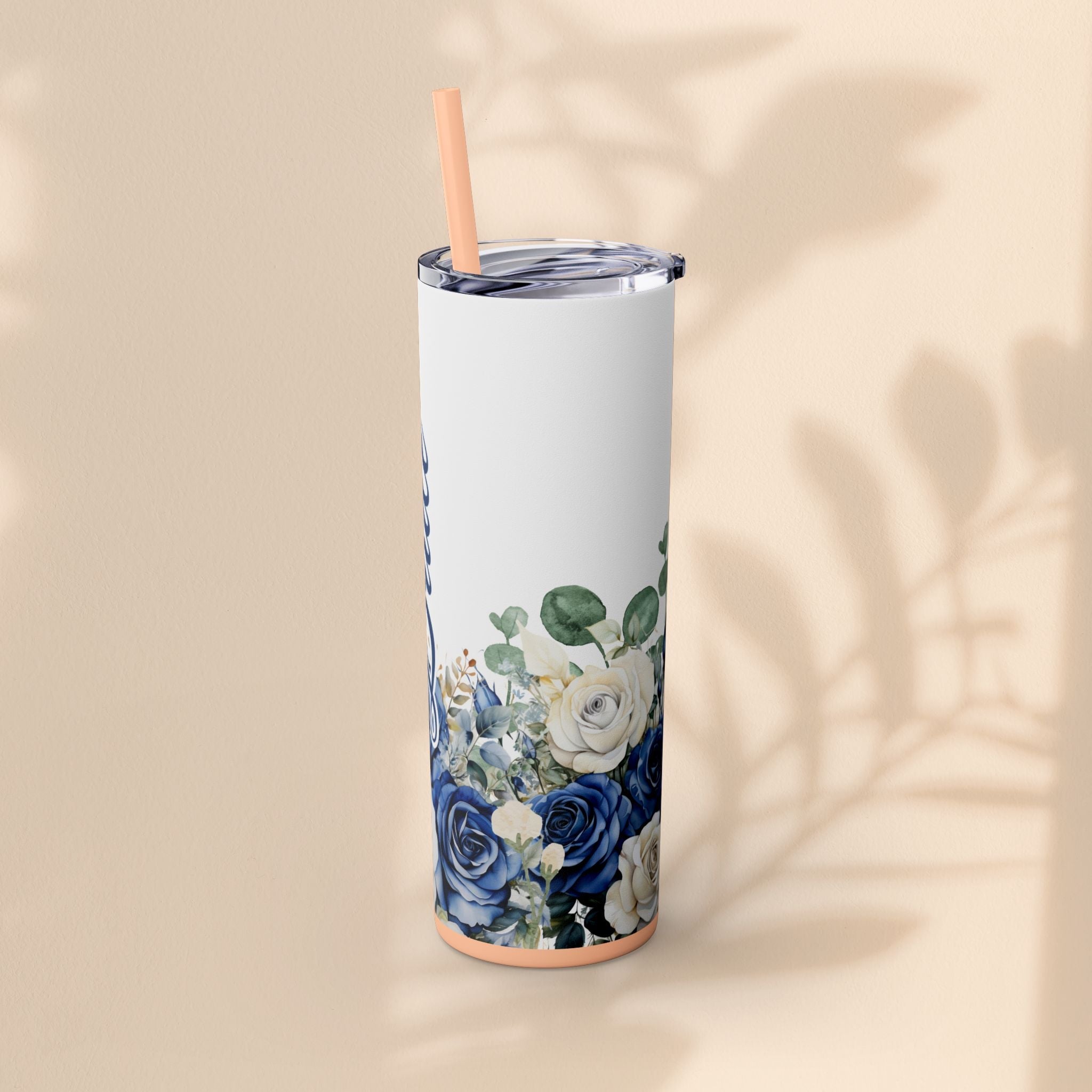 Elegant Floral Bride Tumbler, Bridal Party Favor 20oz Travel Cup, Engagement Celebration