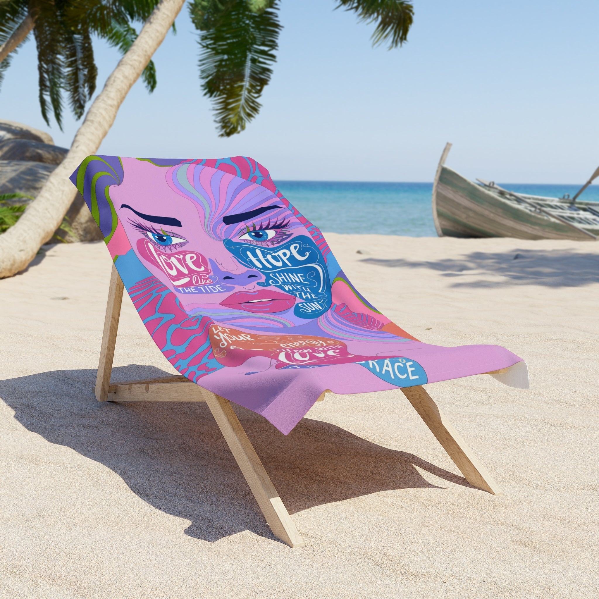 Love and Hope  Beach Towel with Inspirational Quotes