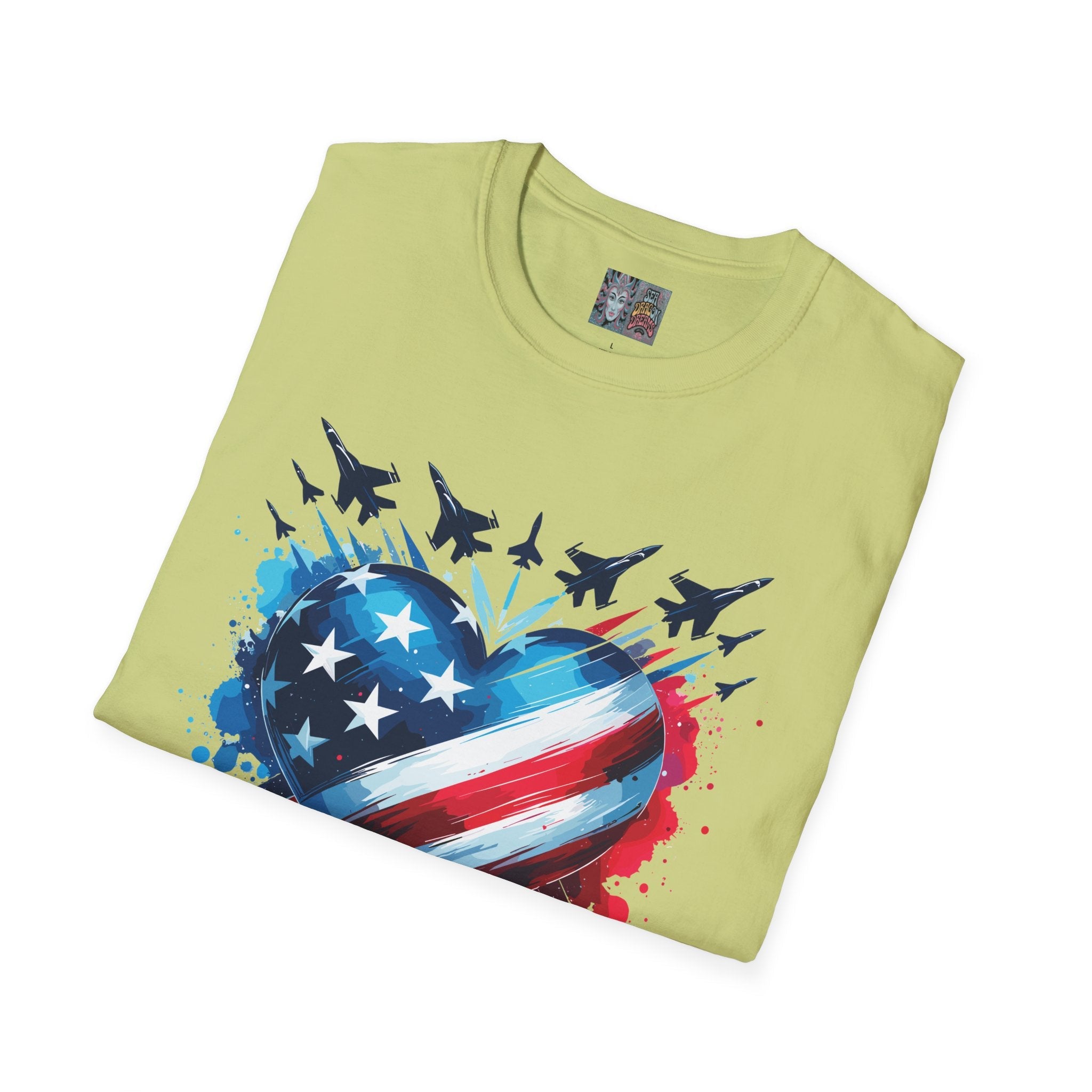 Patriotic Heart Unisex Softstyle T-Shirt - Perfect for Independence Day