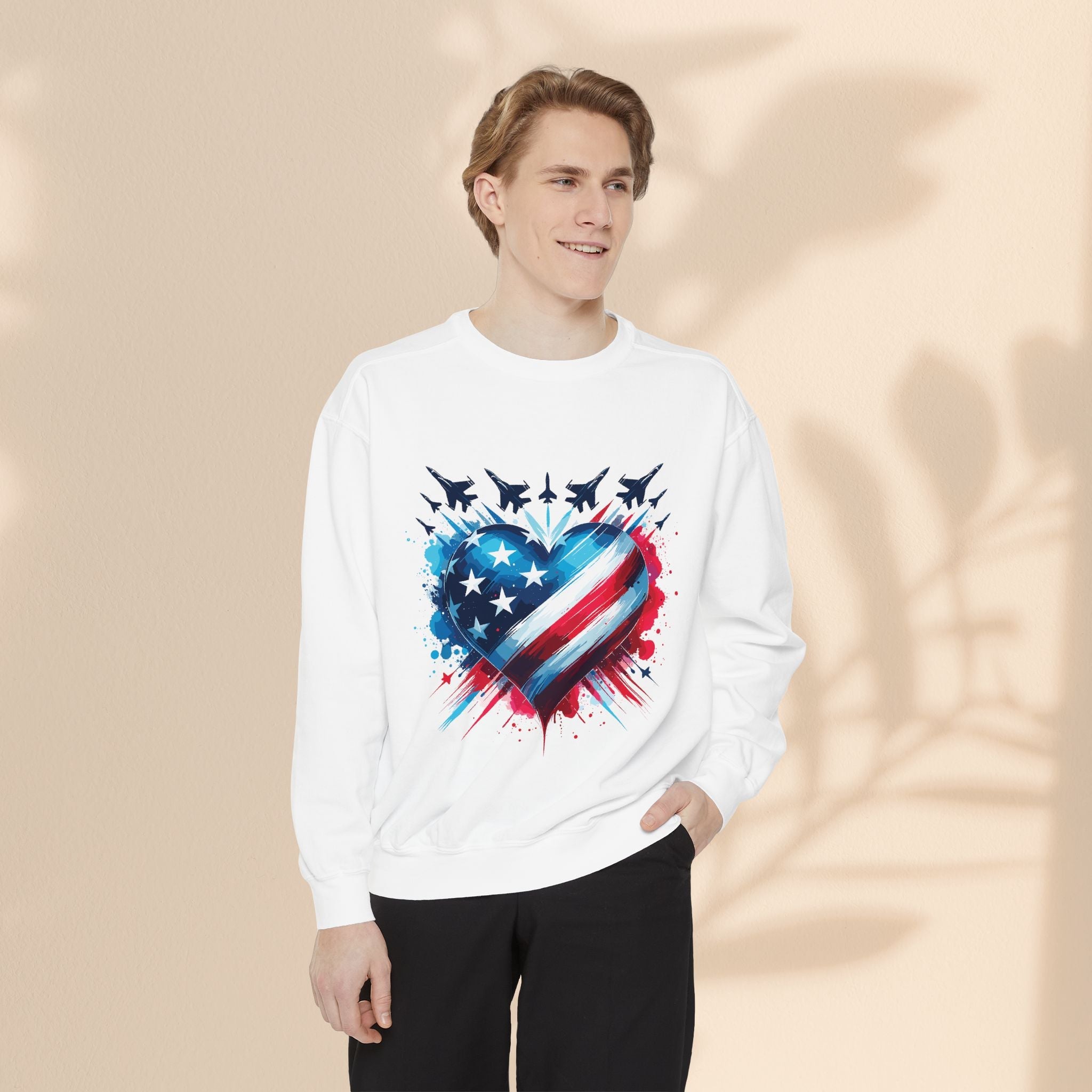 Patriotic Heart Sweatshirt, USA Pride Apparel, Unisex Fashion