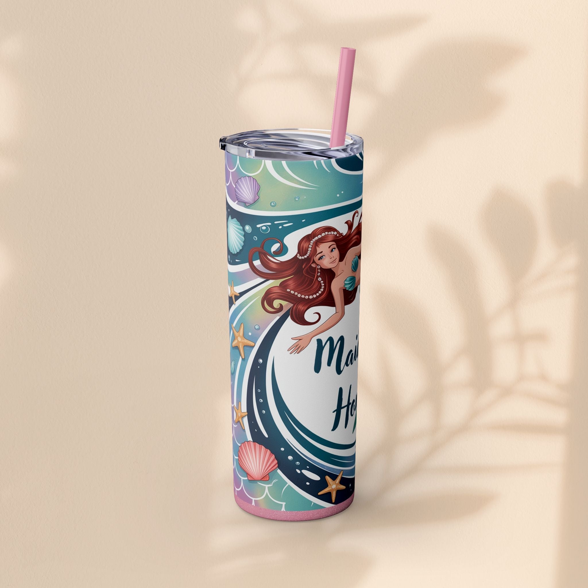 Mermaid Maid of Honor Tumbler, Personalized Gift, Bridal Party Favor, Wedding, Beach Themed Drinkware, 20oz Skinny Cup