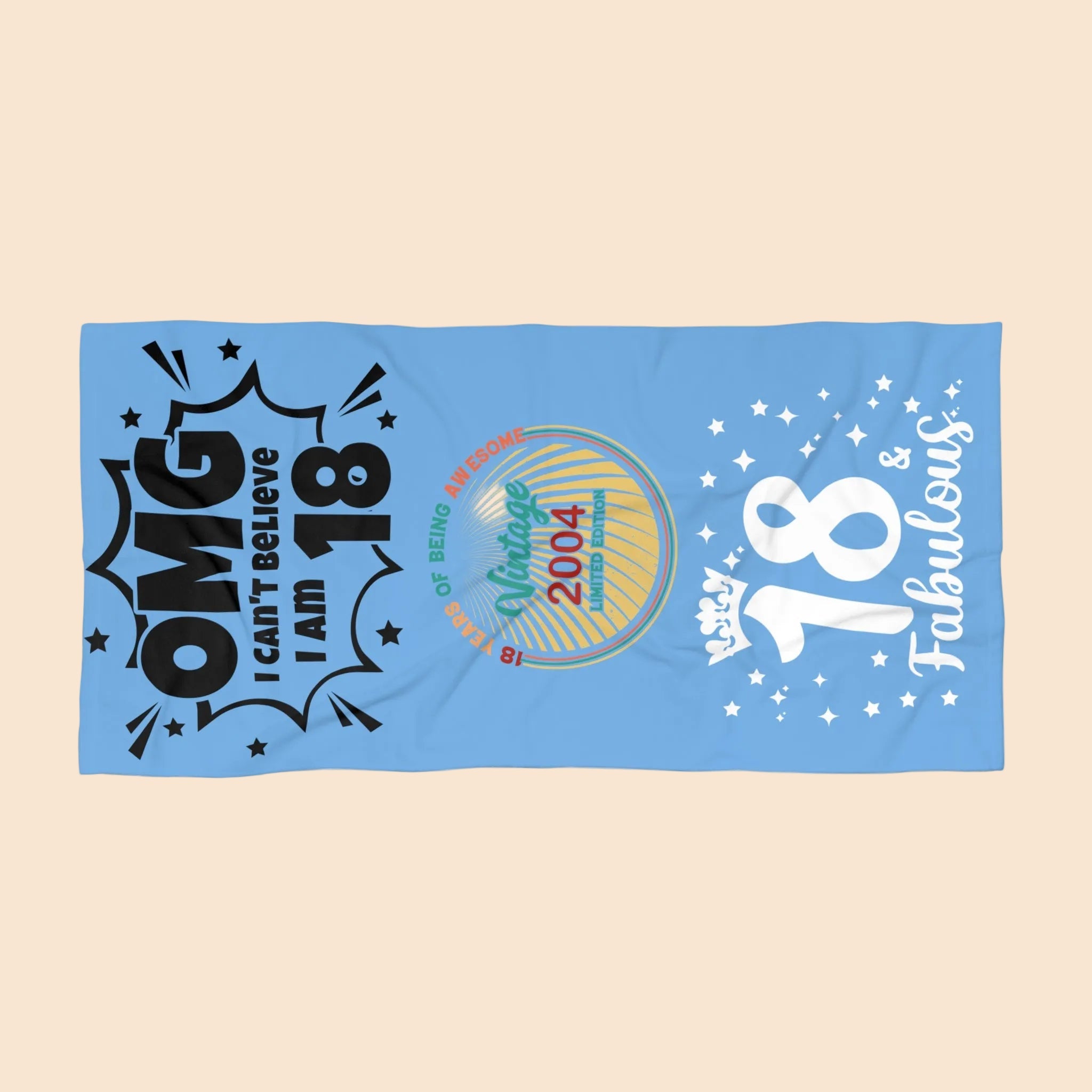 OMG I'm 18th Birthday Beach Towel, Summer Fun Towel, Poolside Accessory, Gift for Teens, Vacation Essentials