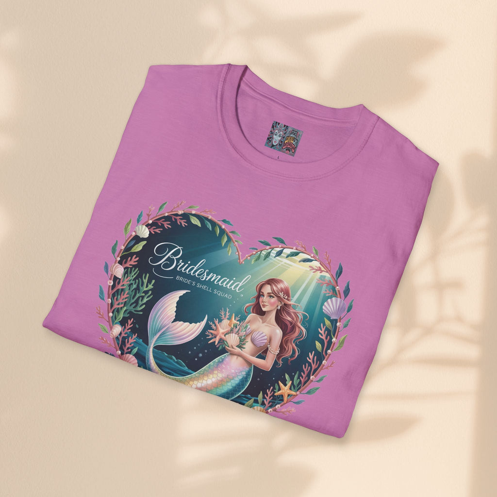 Bridesmaid Mermaid T-Shirt, Softstyle Unisex Tee, Wedding Party Gift, Beach Theme Shirt, Mermaid Lover Apparel, Bridesmaid Gift Idea