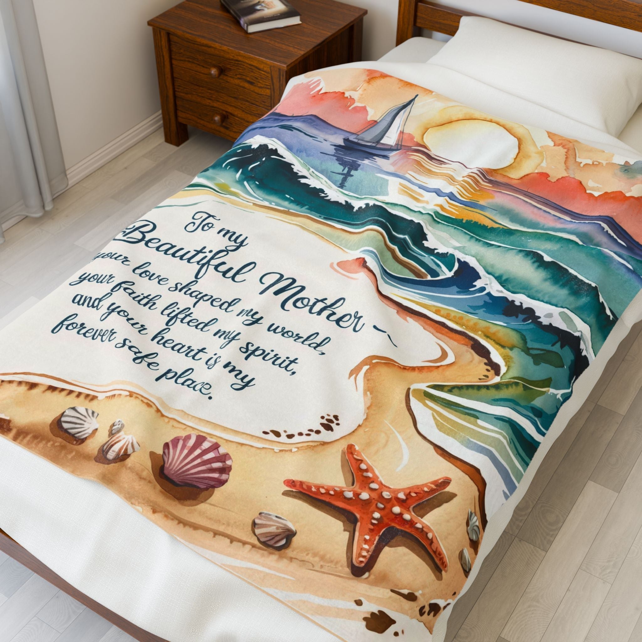 Beautiful Mother -  Velveteen Plush Blanket for Moms - Perfect Gift for Mother's Day