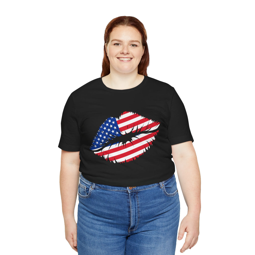 Patriotic Lip Print Tee, Unisex T-Shirt,