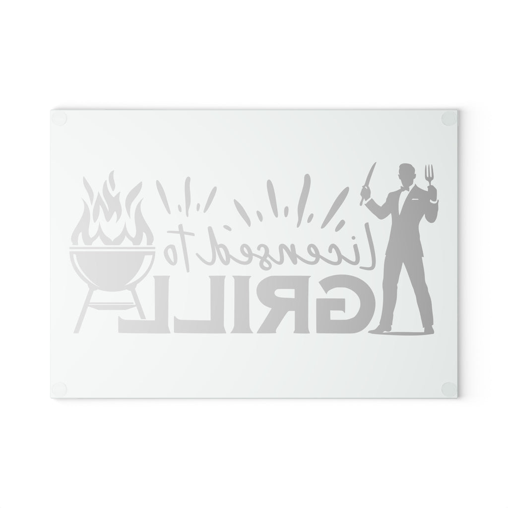 Licensed to Grill Glass Cutting Board - Perfect Gift for BBQ Lovers & Chefs
