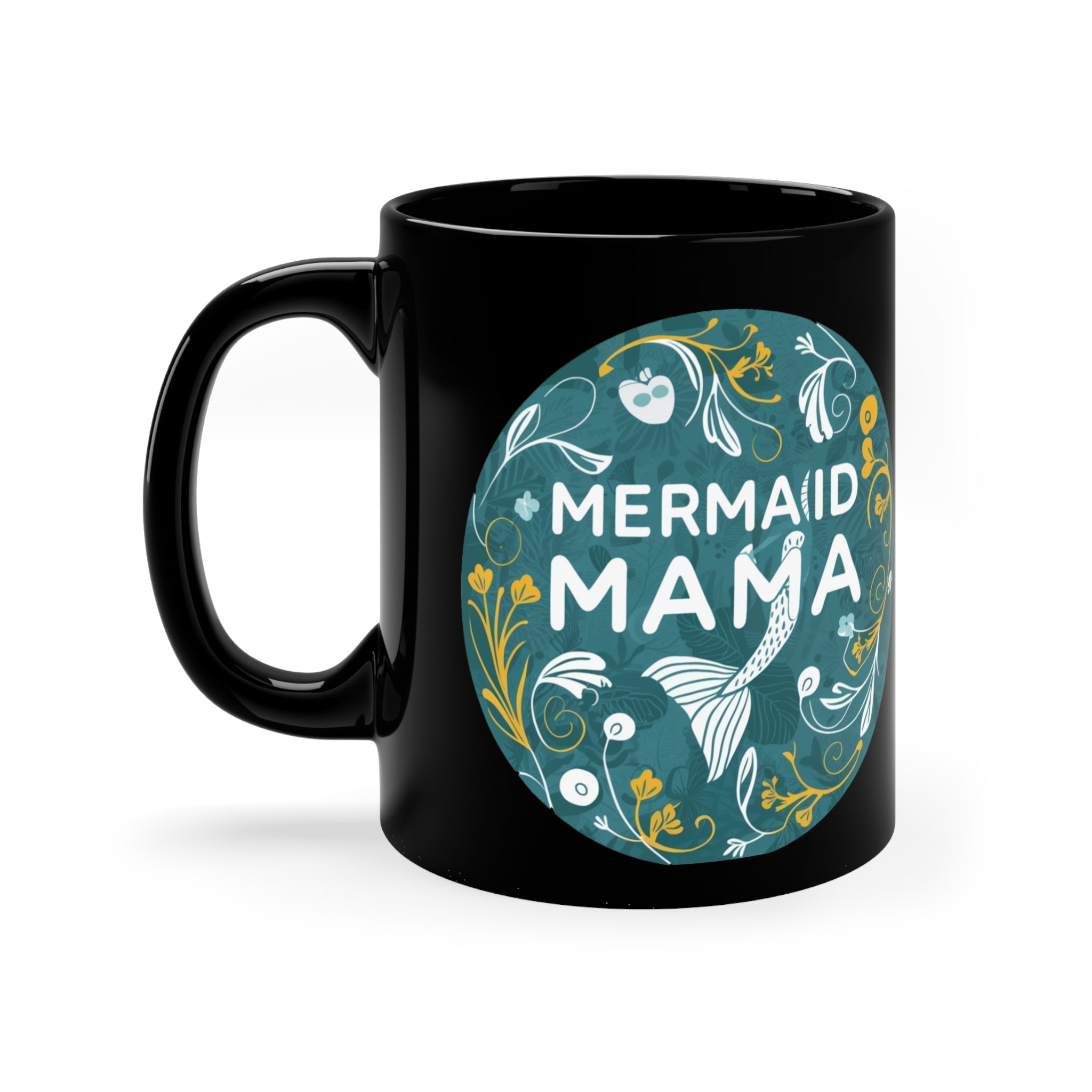 Mermaid Mama Black Coffee Mug – 11oz Ocean Gift