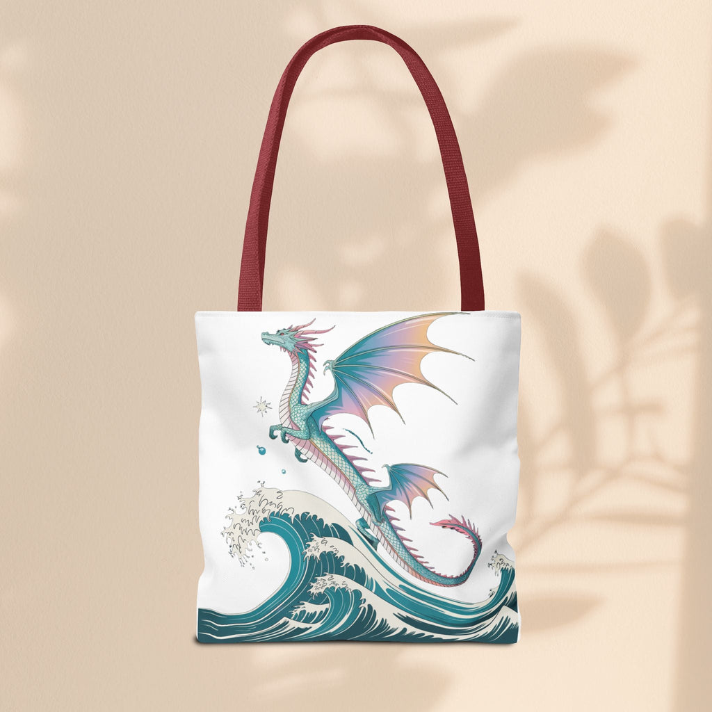 Dragons and Waves Tote Bag, Dragon Lovers Gift