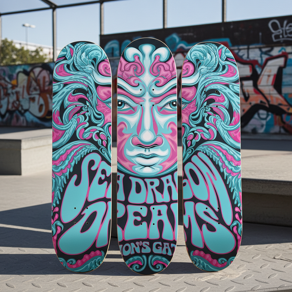 Sea Dragon Lion's Gate Skateboard Set – 3-Piece Fantasy Art Series