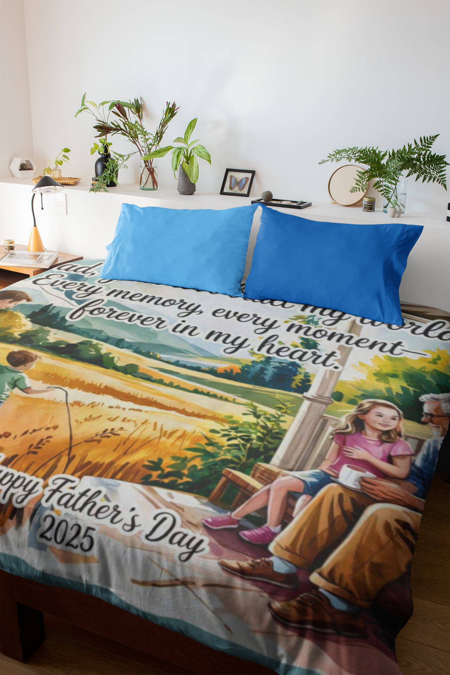 Father's Day Velveteen Blanket - Every Moment is Forever in My Heart
