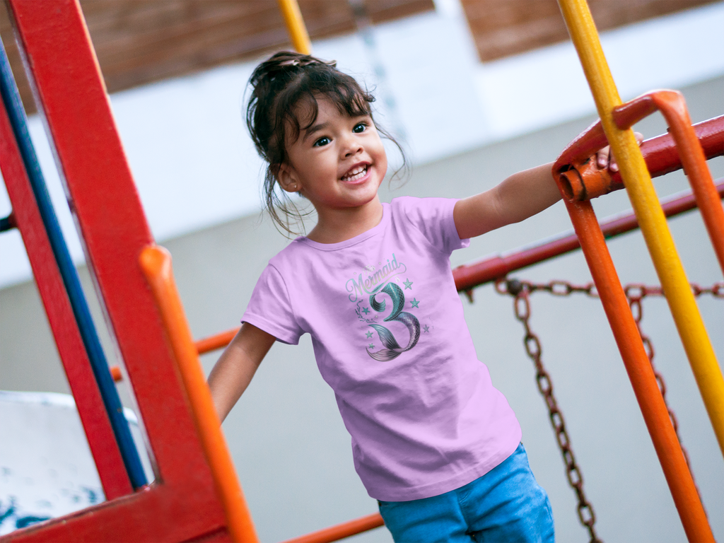 Age 3 Mermaid Toddler T-Shirt | Cute Birthday Gift for Kids