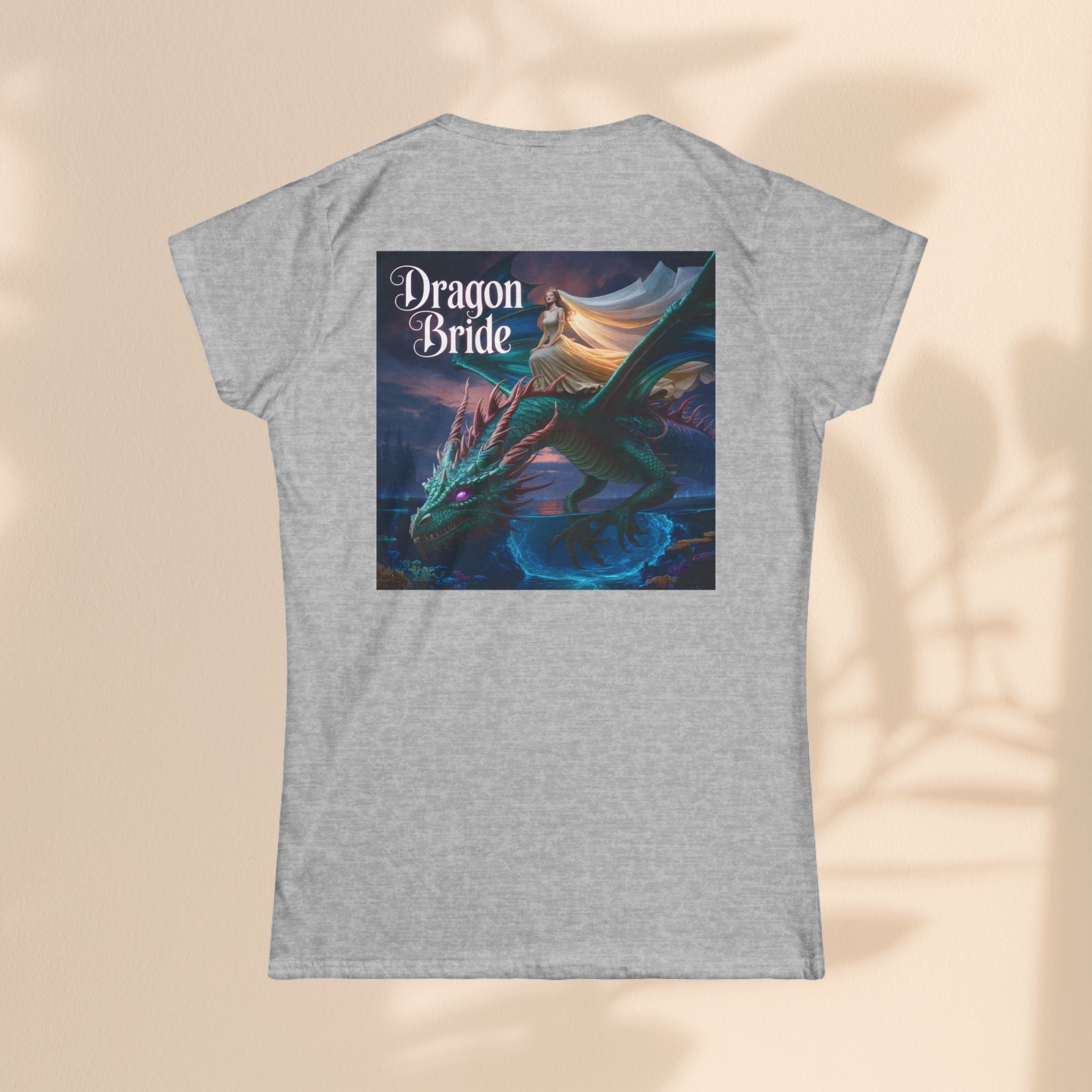 Dragon Bride Women's Softstyle Tee - Fantasy Art Shirt, Gift for Fantasy Lovers, Dragon Lover Apparel, Unique Tee for Her, Magical Clothing