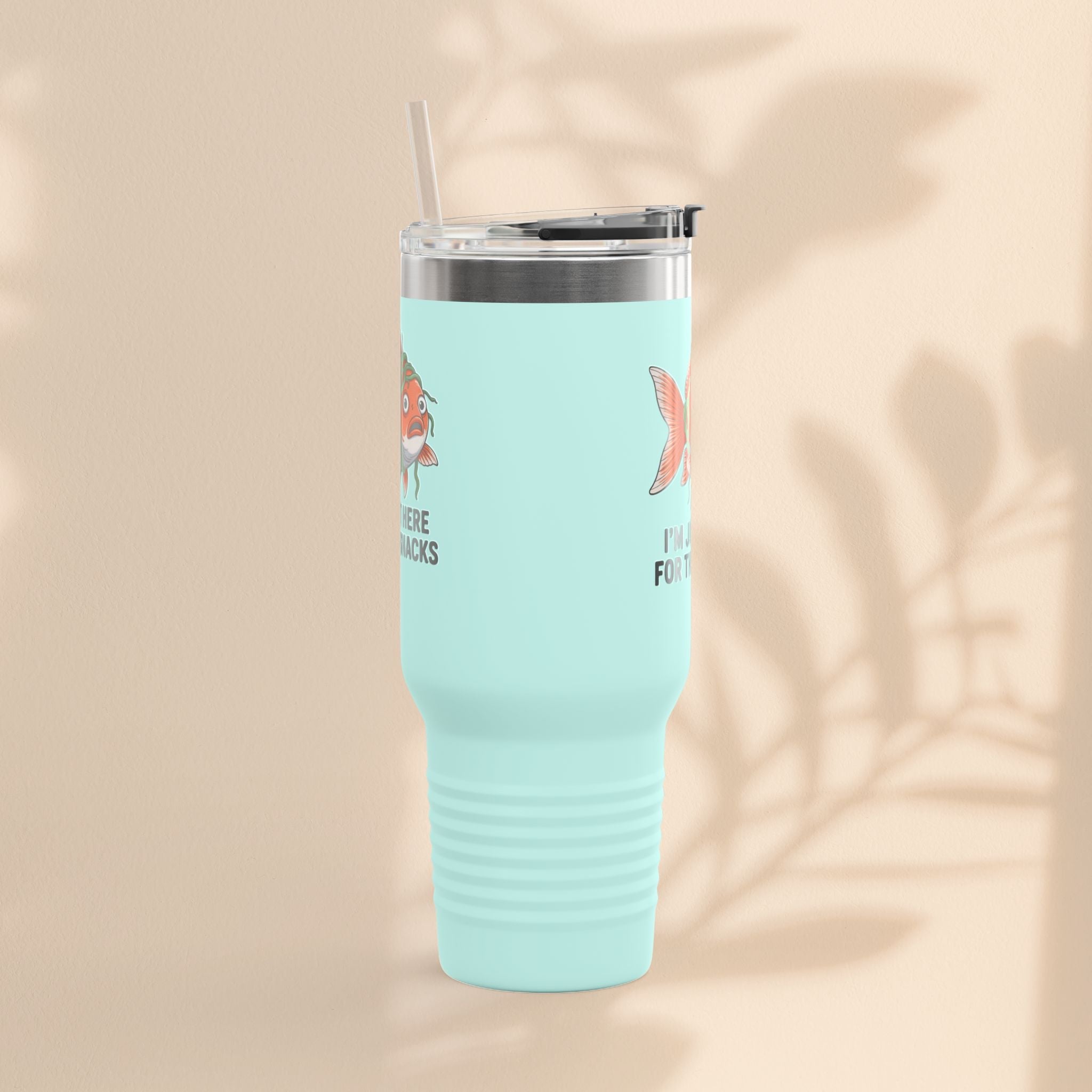 Funny Insulated Travel tumbler - 40oz, Snack Lover Gift, Fish Design Mug, Personalized Gifts for Him
