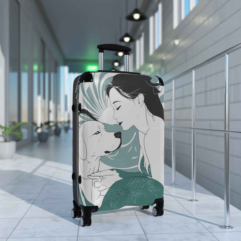 Japanese Mermaid with Dog Design Suitcase
