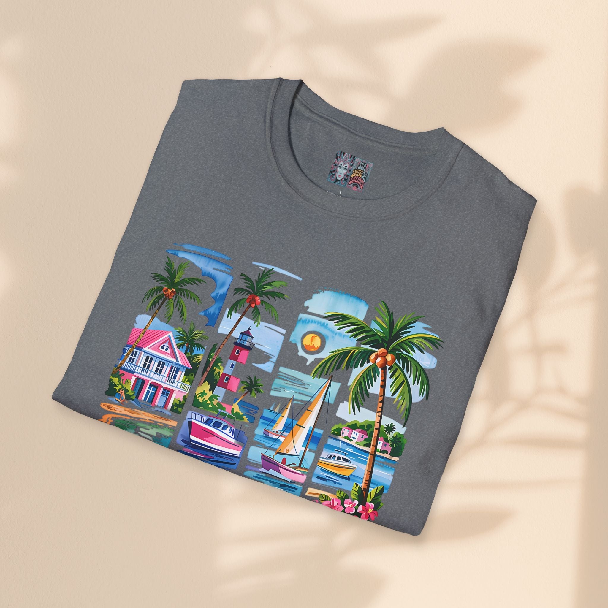 Brush Stroke Salty Soul Unisex Softstyle T-Shirt - Tropical Vibe Tee for Beach Lovers