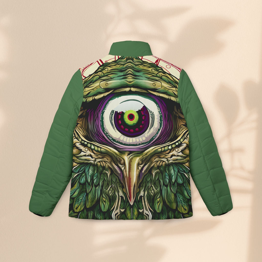 Bohemian Owl Women’s Puffer Jacket - Artful and Stylish Outerwear