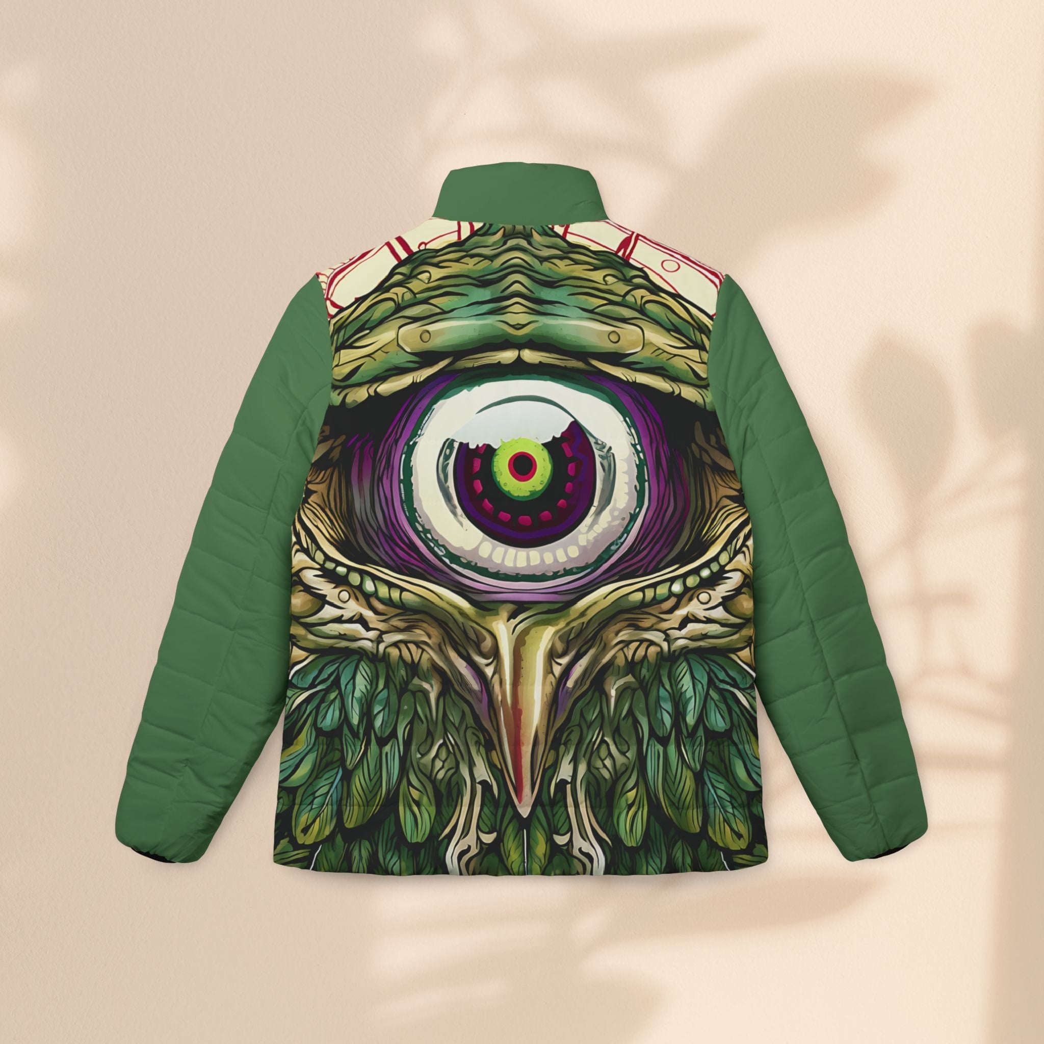 Bohemian Owl Women’s Puffer Jacket - Artful and Stylish Outerwear