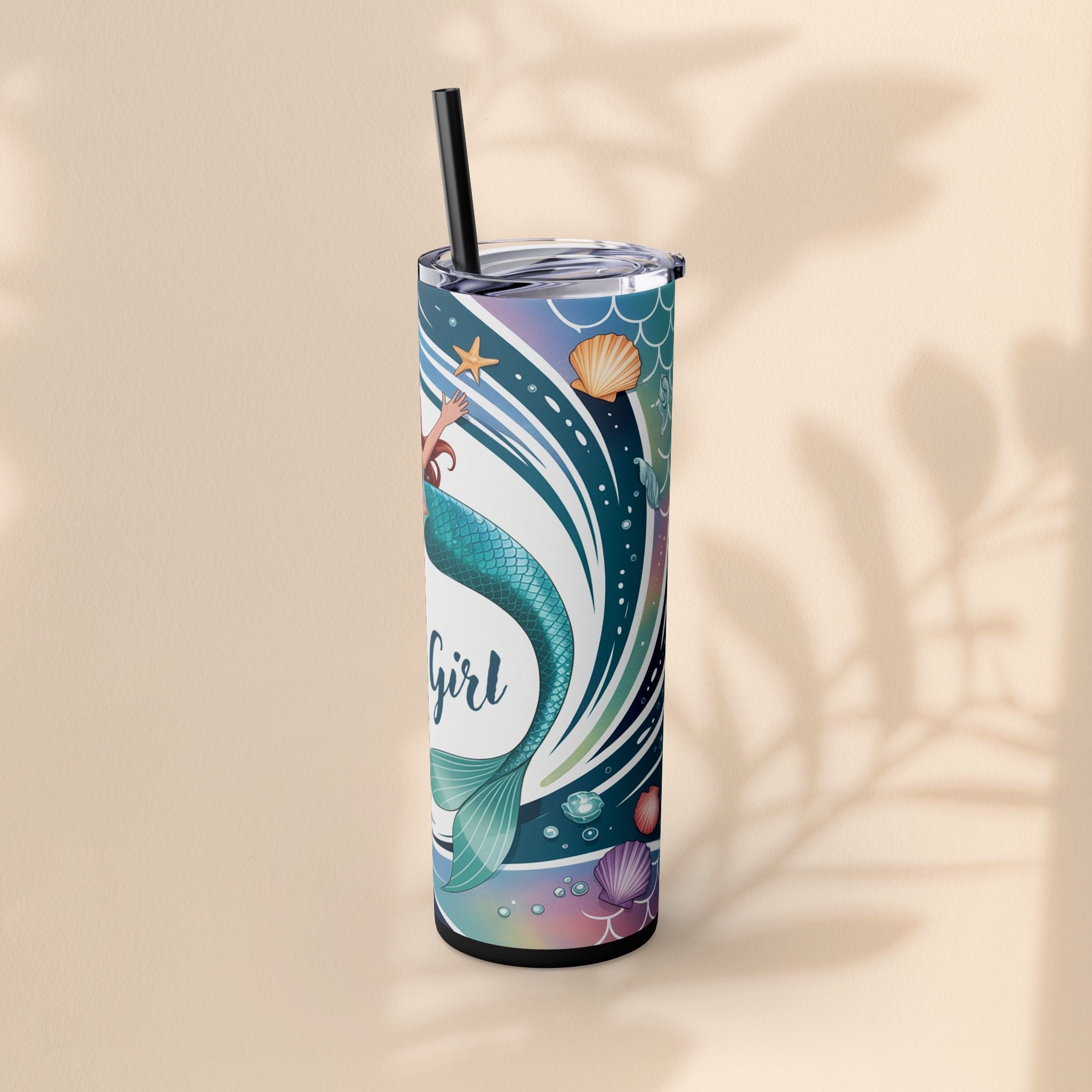 Mermaid Skinny Tumbler, Perfect for Flower Girls, Beach Days, Bachelorette Parties, Travel Mugs, Gift for Ocean Lovers