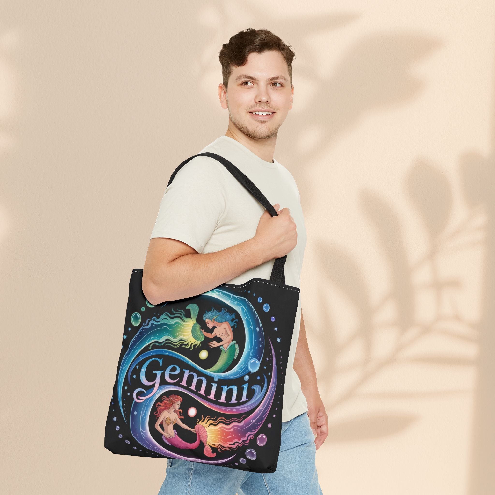 Gemini Zodiac Tote Bag - Colorful Astrology Bag, Gift for Astrology Lovers, AOP Tote for Geminis, Horoscope Design, Birthday Gift