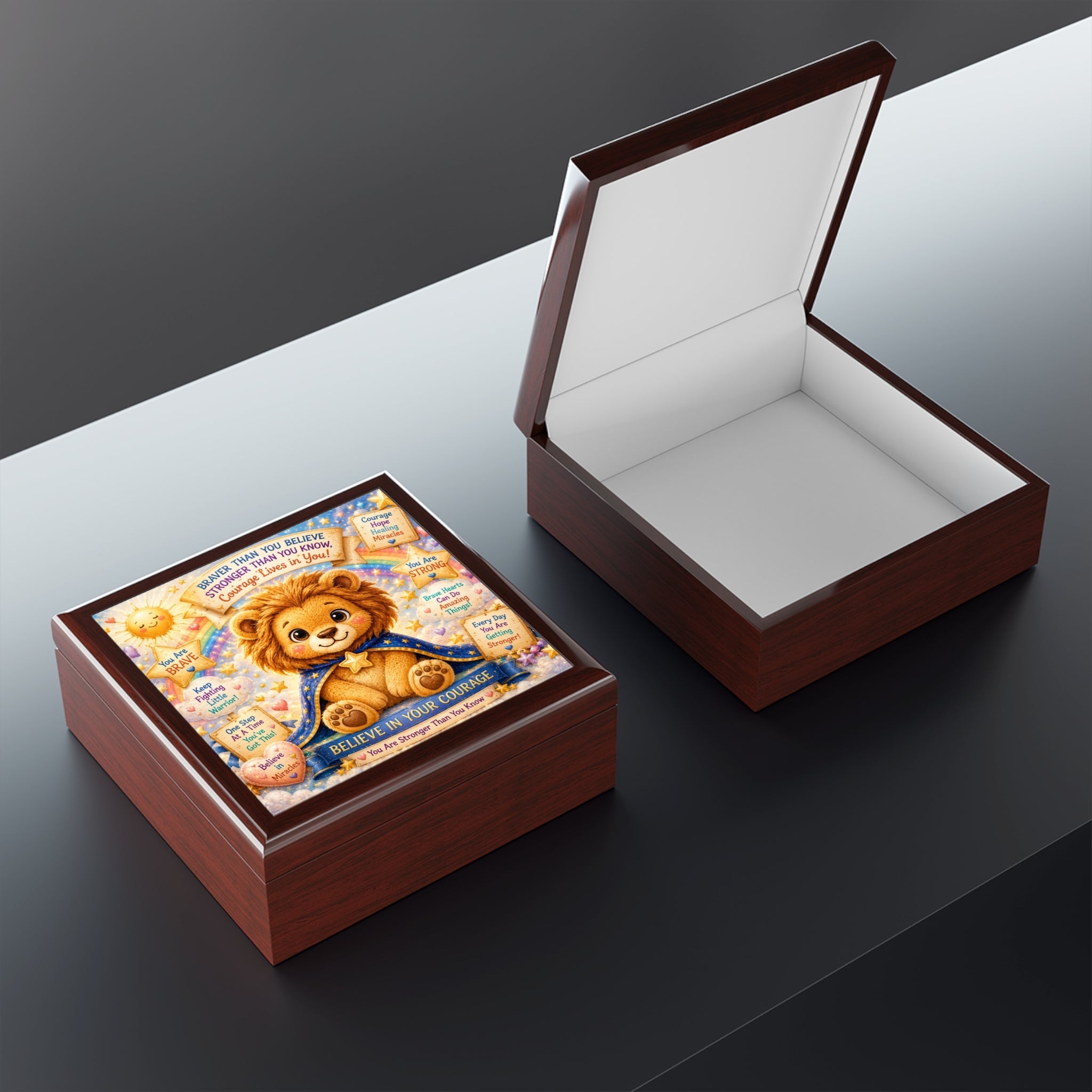 Believe in Your Courage Lion Jewelry Box — Brave Buddies Keepsake