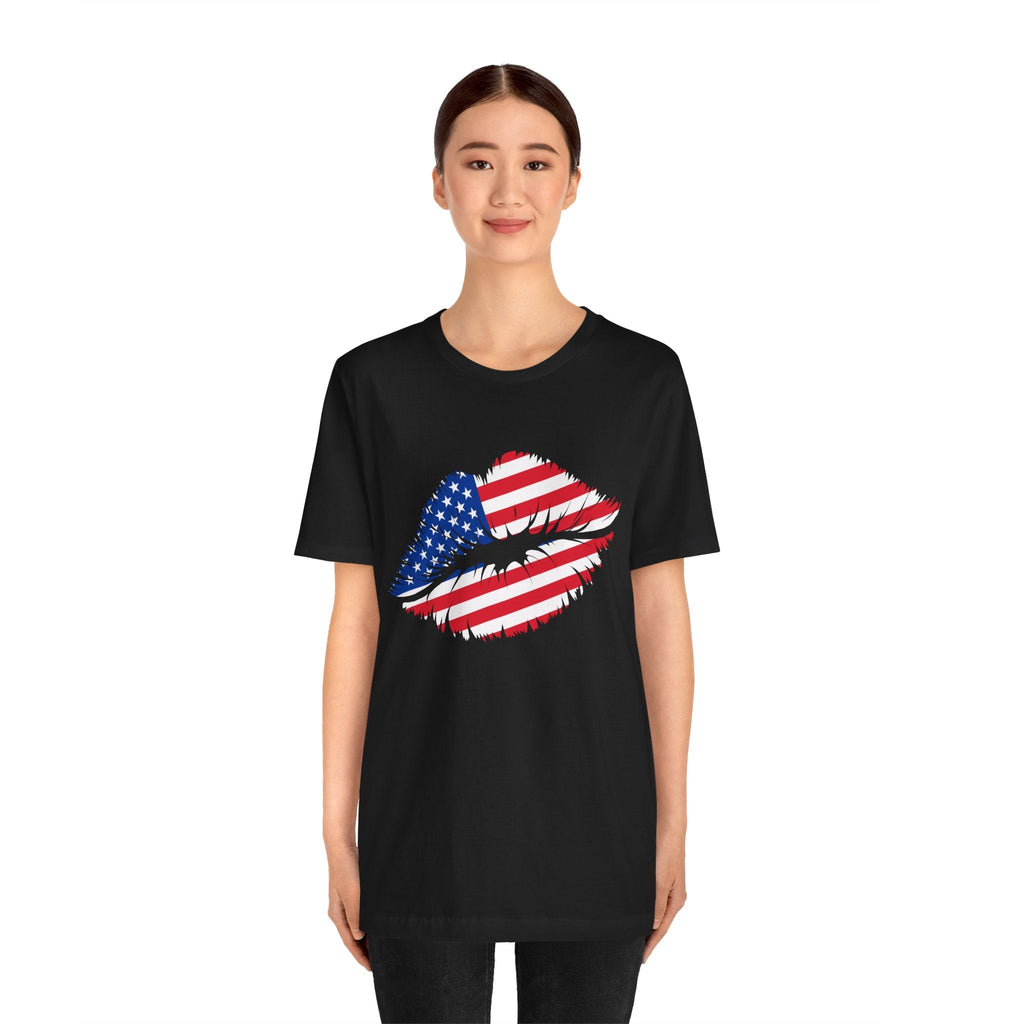 Patriotic Lip Print Tee, Unisex T-Shirt,