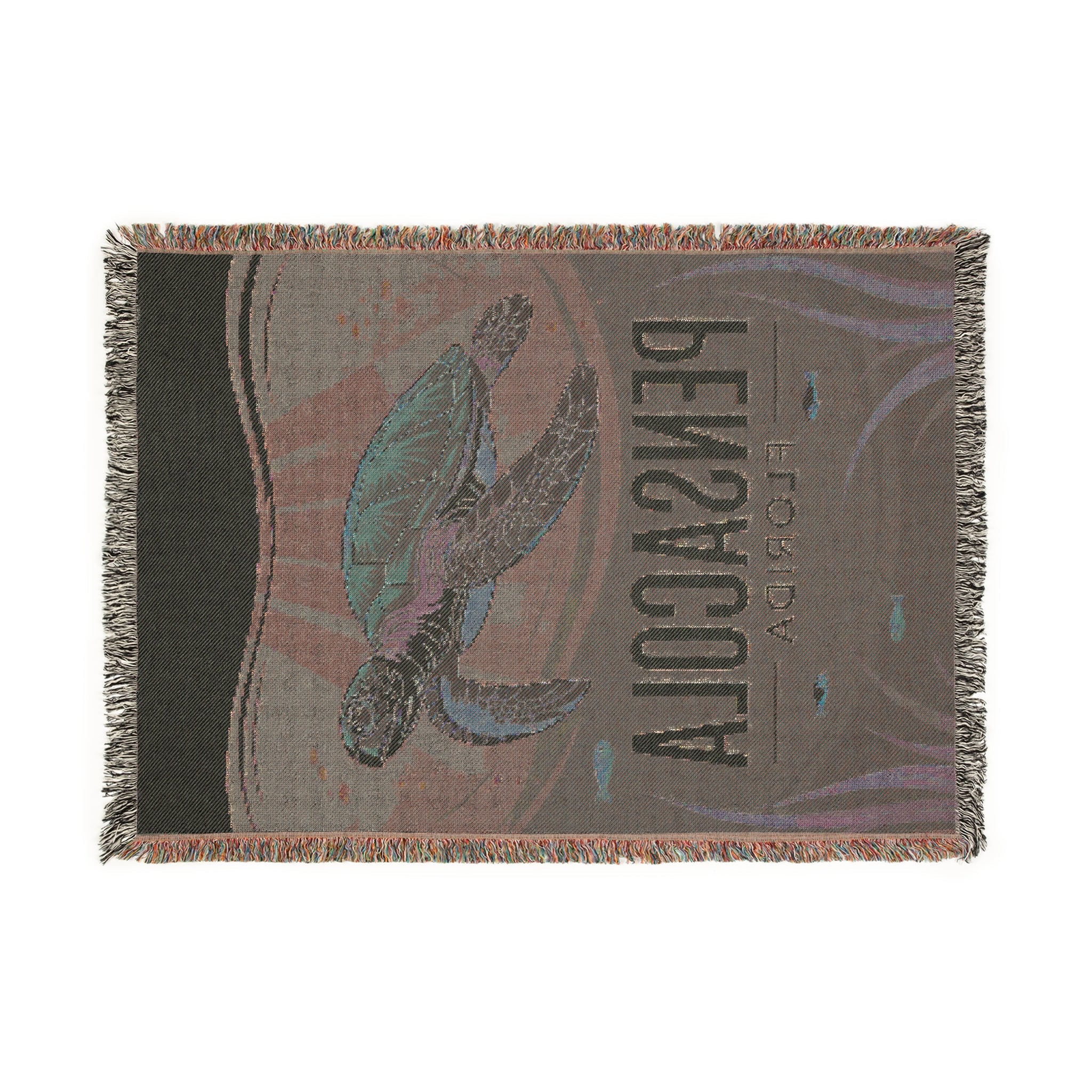 Pensacola Florida Cozy Beach-Themed Woven Blanket – Turtle Design