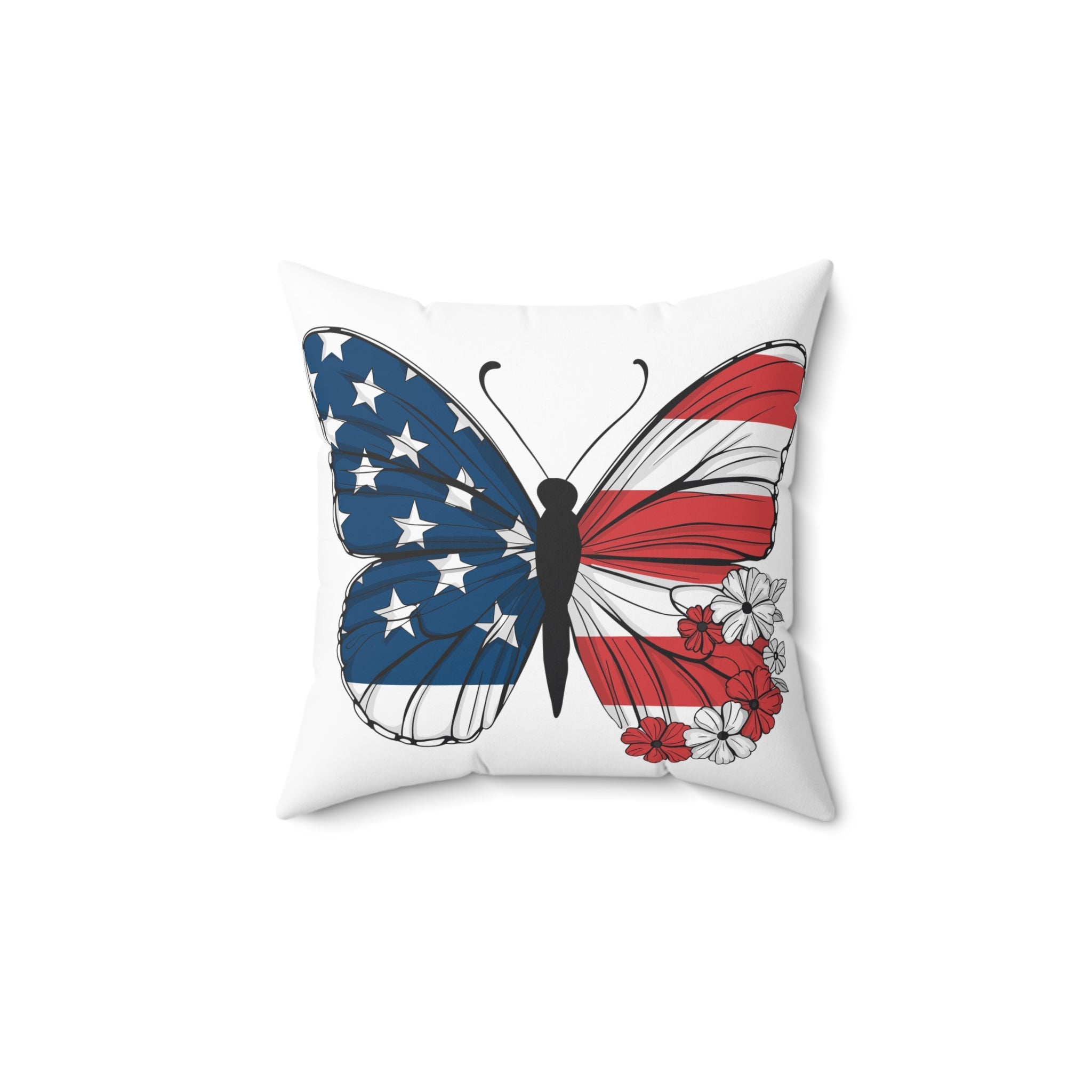 Patriotic Butterfly Pillow, Home Decor, July 4th Decoration, Gift for Her, Boho Cushion, Americana Decor