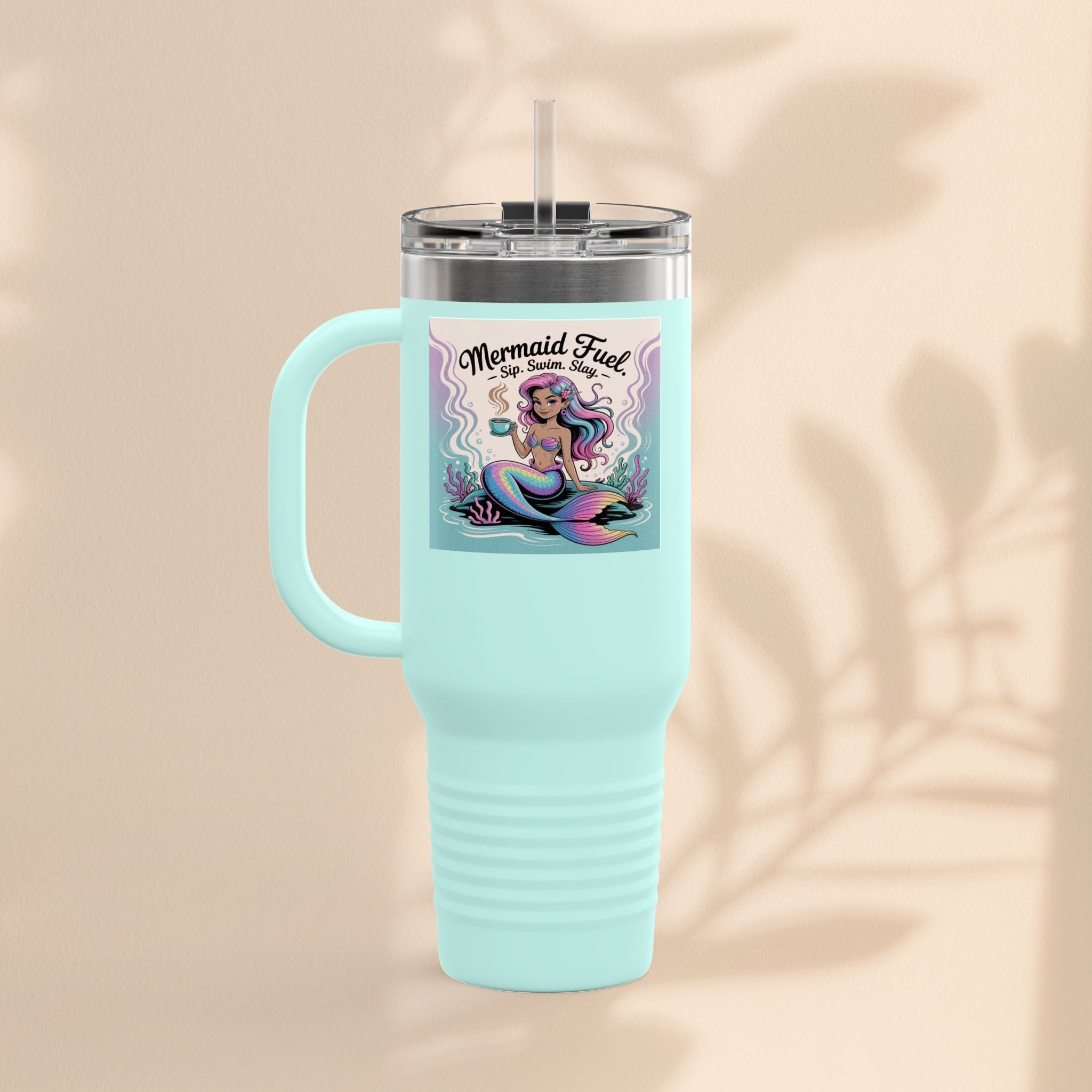 Magical Mermaid Fuel Insulated Travel Mug | 40oz Fantasy Drinkware for Beach Lovers, Gifts for Her