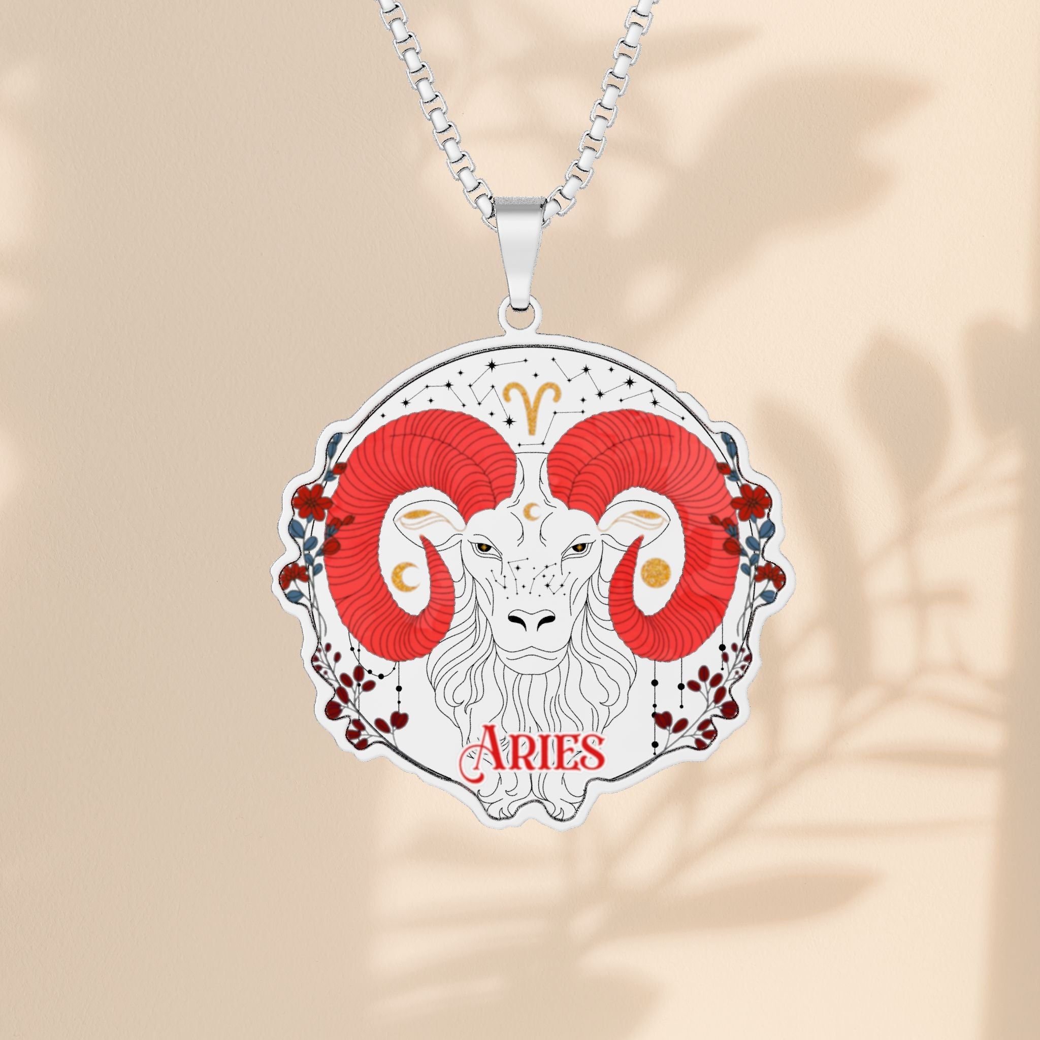 Aries Ram Zodiac Necklace — Custom Cut Photo Pendant