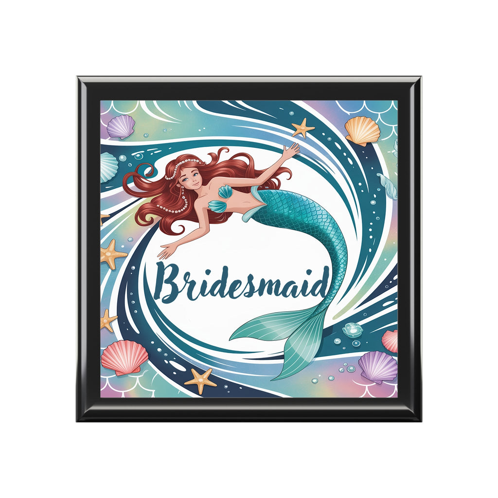 Mermaid Bridesmaid Jewelry Box, Ocean-Themed Gift, Wedding Keepsake, Seashell Decor