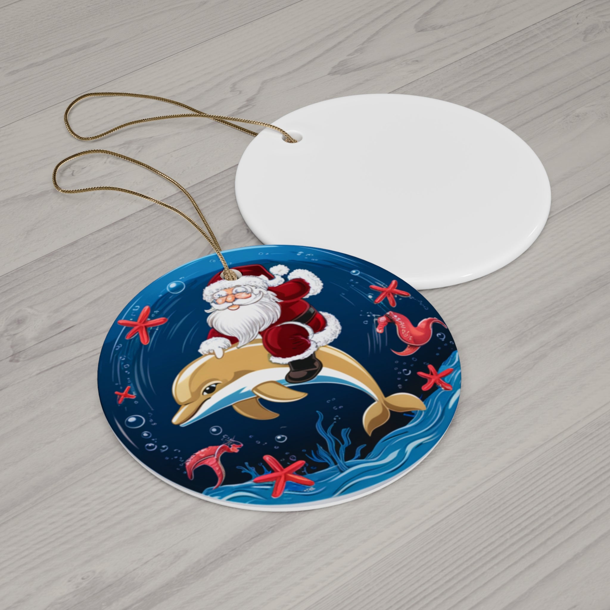 Ceramic Ornament - Santa on Dolphin