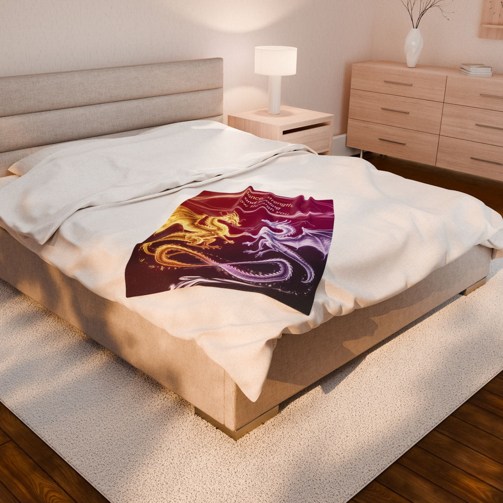 Enchanting Dragon Velveteen Plush Blanket - Balance, Strength, Healing