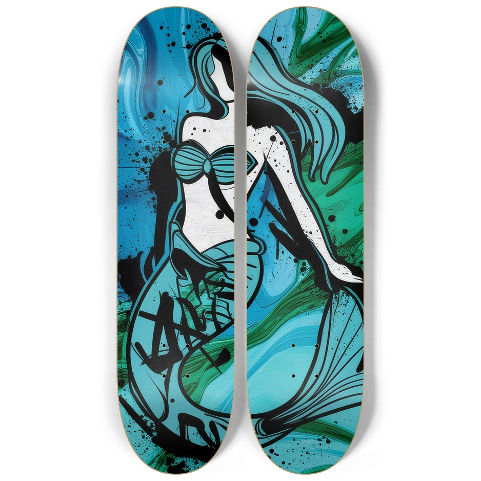 Mermaid Waves Skateboard Set – 2-Piece Ocean Art Series