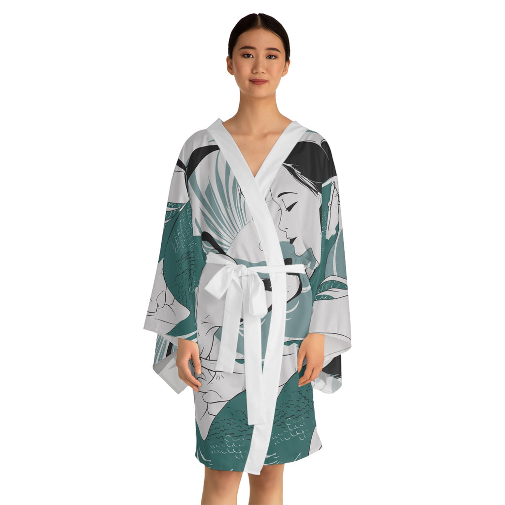 Mermaid with Labrador – Long Sleeve Kimono Robe