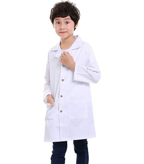 Children's / Kids Labcoat 3 Pocket Full Sleeve in Poplin Fabric with Snap Buttons