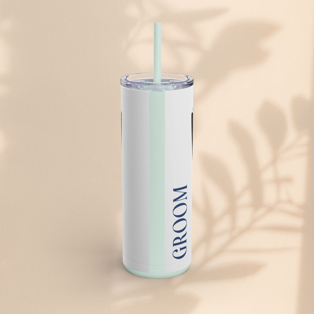Groom Tuxedo Tumbler, Stylish Groom Tumbler for Weddings, Bachelor Parties, and Gifts, 20oz Matte Skinny Cup, Wedding Party Favor