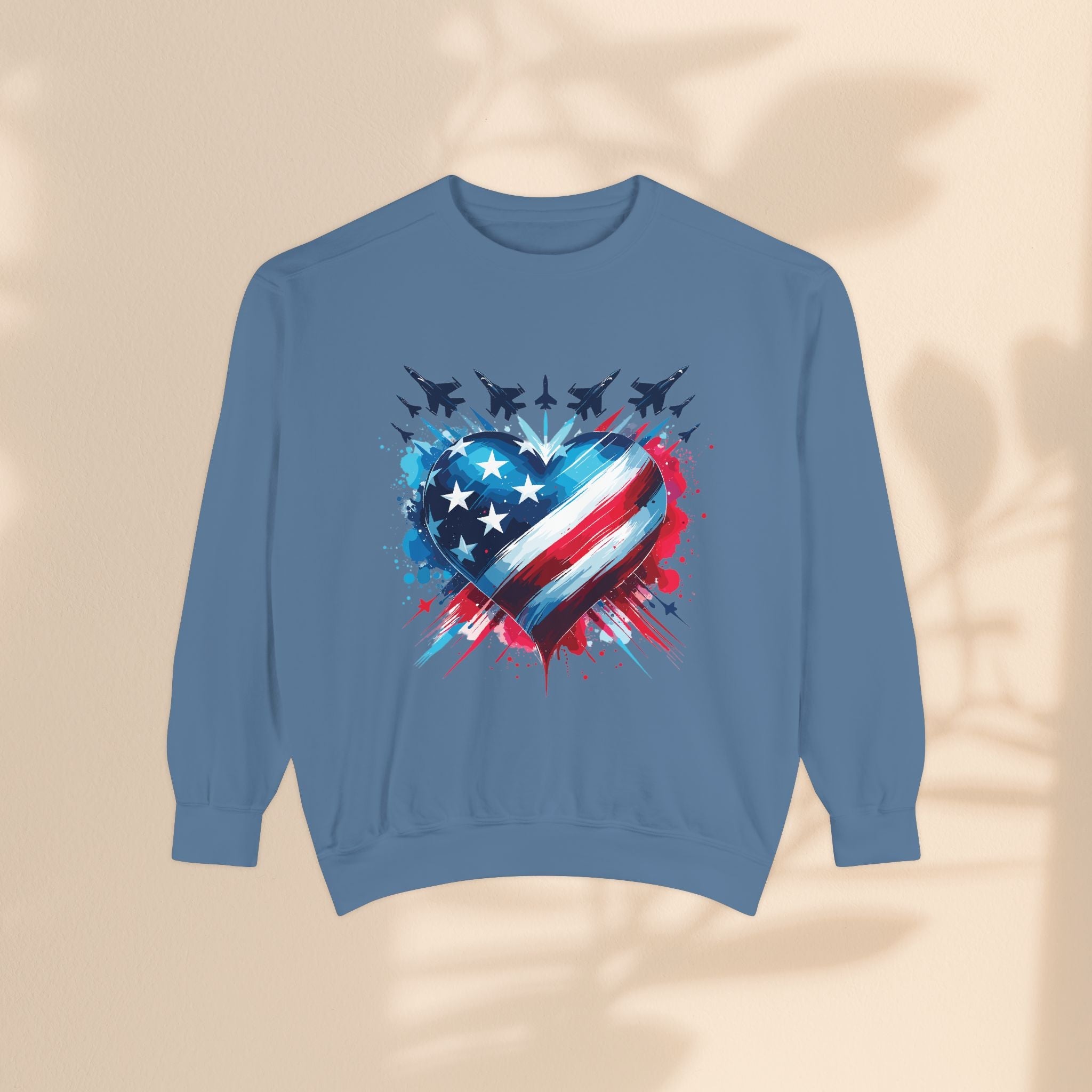 Patriotic Heart Sweatshirt, USA Pride Apparel, Unisex Fashion