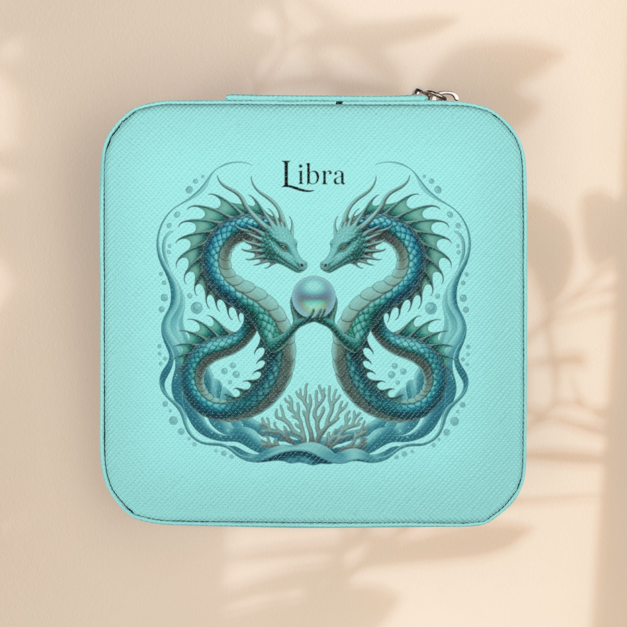 Libra Zodiac Travel Jewelry Case — Compact Pink Keepsake Box