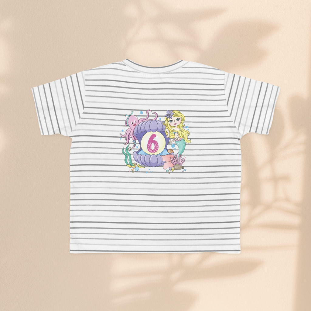 Age 6 Toddler Tee with Mermaid & Octopus Design - Birthday Celebration