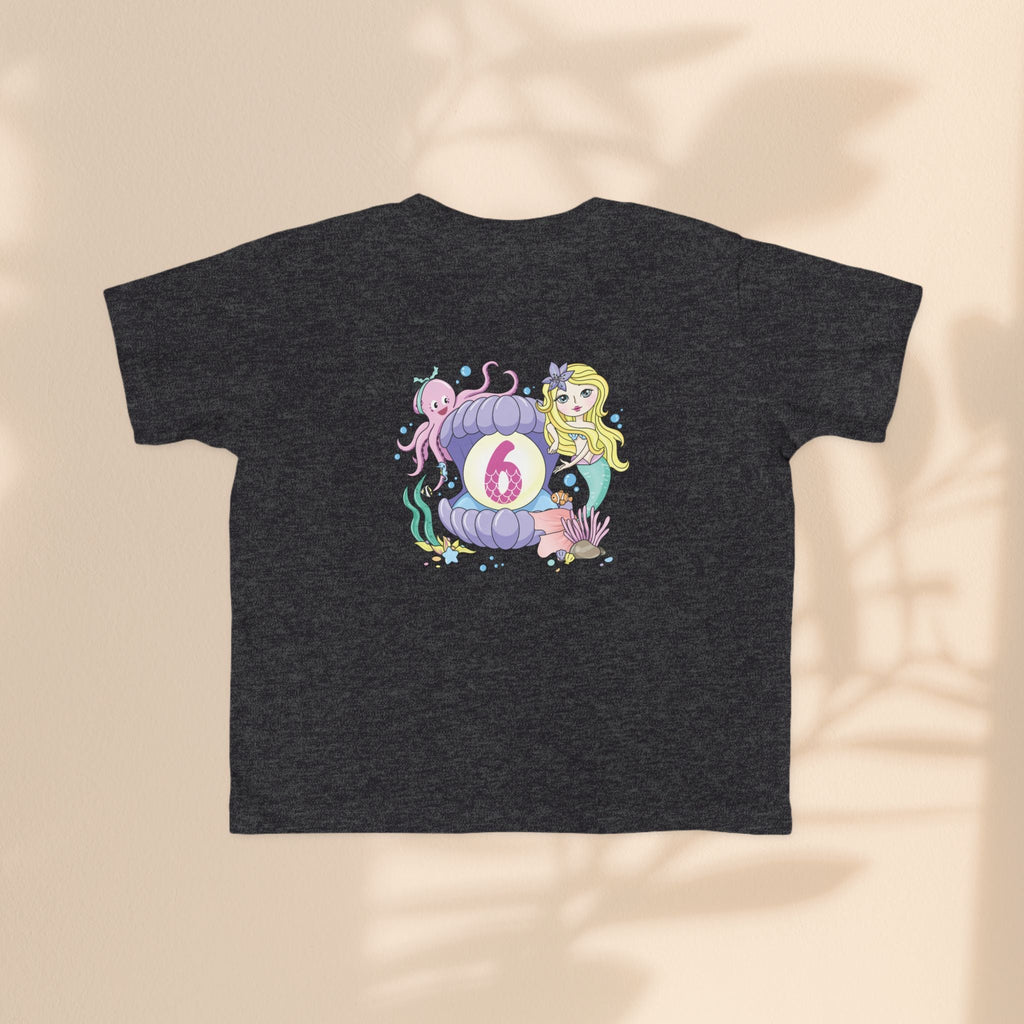 Age 6 Toddler Tee with Mermaid & Octopus Design - Birthday Celebration