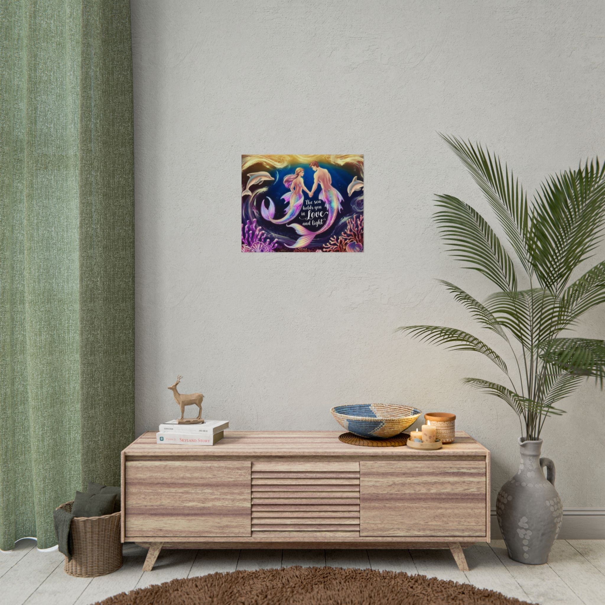 Mermaid Lovers Rolled Poster - Sea Holds You in Love and Light