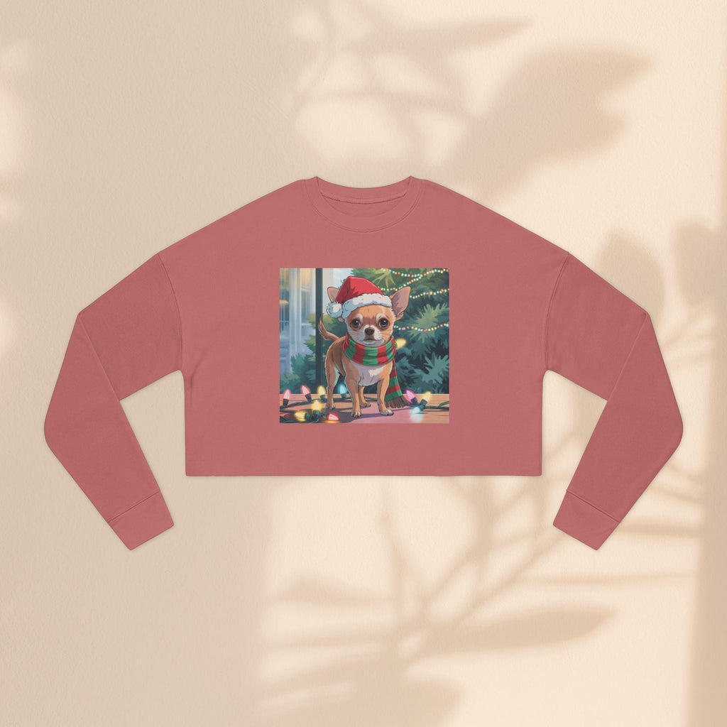 Festive Chihuahua Cropped Sweatshirt, Holiday Sweatshirt