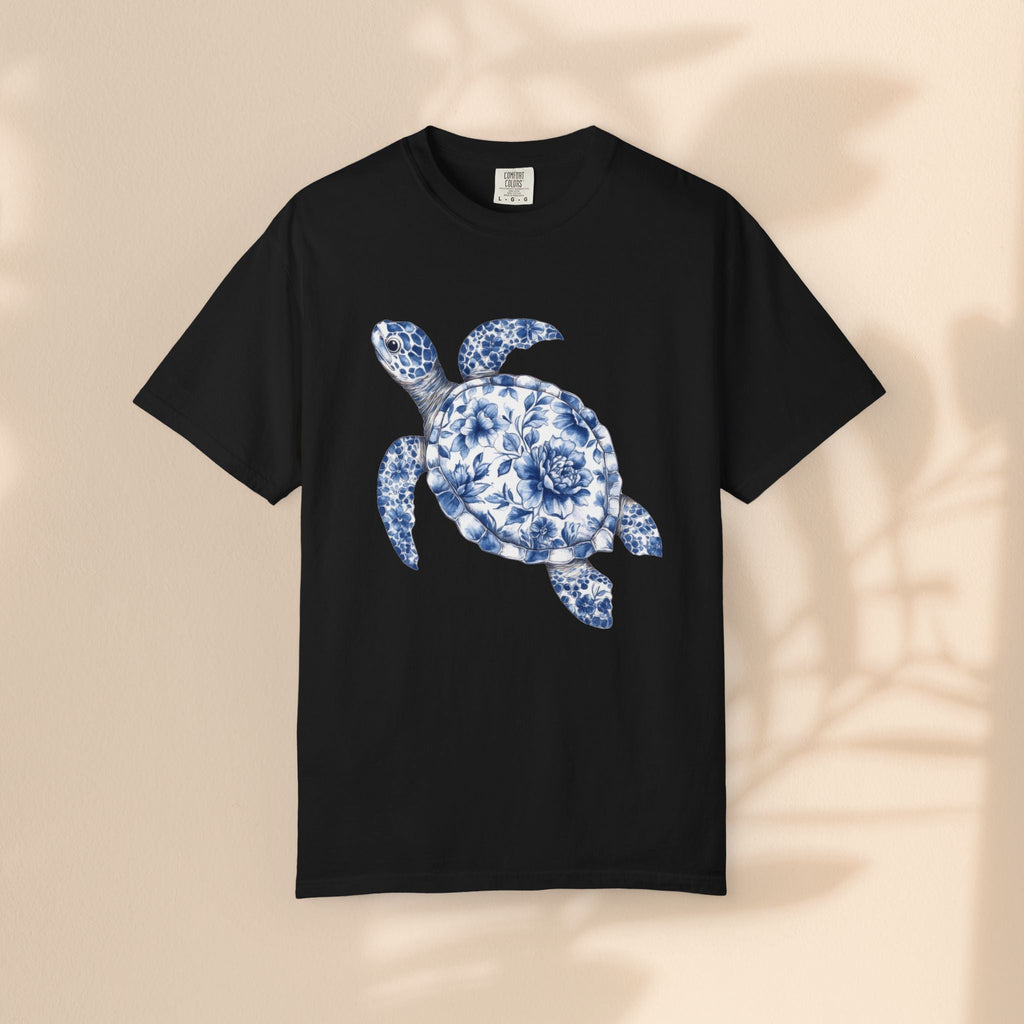 Blue Toile Turtle Unisex T-Shirt - Eco-Friendly Summer Style