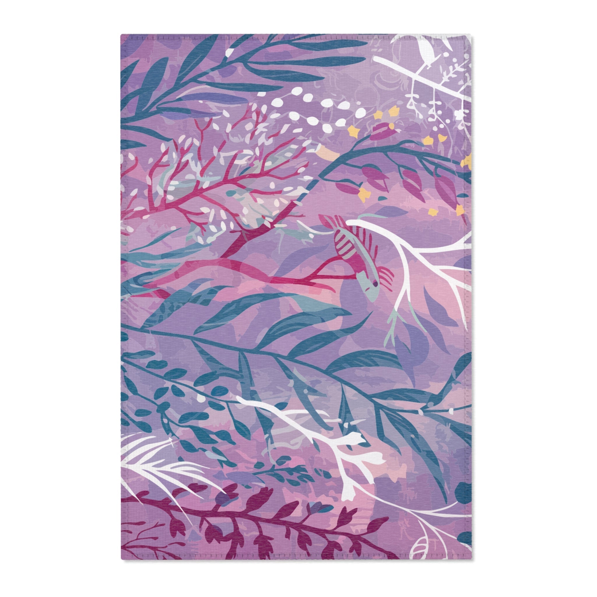 Boho Chic Area Rug - Purple Seaweed Home Decor Mat for Living Room